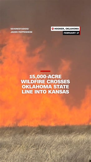 A 15,000-acre wildfire that started in Oklahoma is exhibiting extreme rates of spread and has moved into Kansas, according to the Oklahoma Forestry Services. Read more: https://cnn.it/4axJQHu | CNN