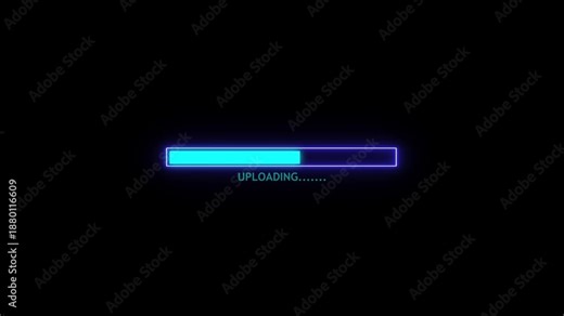 Upload progress bar animation with system activity status. Data transfer indicator showing file upload process. Digital loading display element for application and network operations. loader.