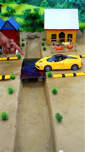 RC Car Falls Into Canal! Rescue & Bridge Construction 🏗️#shorts