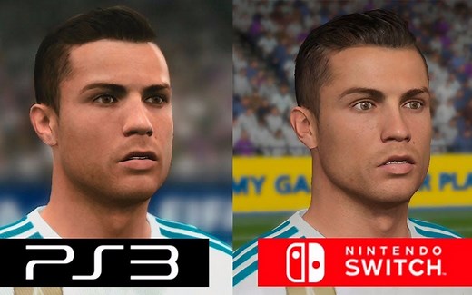 FIFA 18 Switch VS PS3 画面特效对比视频 1080P