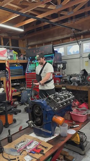 8.6K views · 81 reactions | Let’s get this engine on the engine stand using only one arm. What could go wrong? #enginebuild #351cleveland #mustang | The Barn Brothers | Facebook