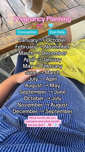This pregnancy conception due date chart is an estimated guideline! I conceived in January & due in October! ☺️🎀✨💕 #pregnant #7monthspregnant #pregnancyjourney #preggo #preggolife #pregnancy #sahmlife #preggo #pregnancy #sahmlife #viral #pregnantlife #firsttimemom #27weekspregnant #preggosoftiktok