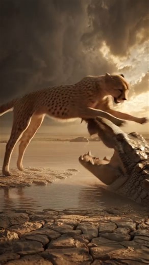 Cheetah vs Crocodile A Battle for Survival 🔥 #wildlifevideo #nature