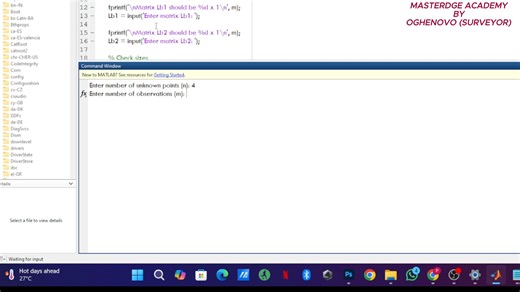 𝙐𝙣𝙙𝙚𝙧𝙨𝙩𝙖𝙣𝙙 𝙇𝙚𝙖𝙨𝙩 𝙎𝙦𝙪𝙖𝙧𝙚𝙨 𝘼𝙙𝙟𝙪𝙨𝙩𝙢𝙚𝙣𝙩 𝙬𝙞𝙩𝙝 𝙏𝙝𝙞𝙨 𝙎𝙞𝙢𝙥𝙡𝙚 & 𝙁𝙡𝙚𝙭𝙞𝙗𝙡𝙚 𝙈𝘼𝙏𝙇𝘼𝘽 𝘿𝙚𝙢𝙤 This MATLAB script is not rigid :- it works with any number of unknown points and observations. The program asks the user for input, builds the matrices dynamically, and even performs accuracy checks before running the adjustment. In this video, I break down one of the most important mathematical tools in surveying, geomatics, engineering, GIS, and data anal