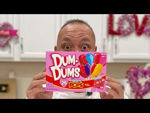 👂ASMR DUM DUMS VALENTINE HEART POPS LOLLIPOP CANDY (4 FLAVORS) EATING SOUNDS👂FULL VIDEO👂