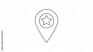 Grey Map pointer with star line icon on white background. Star favorite pin map icon. Map markers. 4K Video motion graphic animation Stock Video