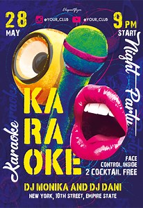 Purple Artistic Karaoke Party Free Flyer Template PSD | by Elegantflyer