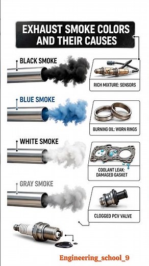 Exhaust Smoke Colors and Their Causes | Black, Blue, White & Gray Smoke Explained 🔥
