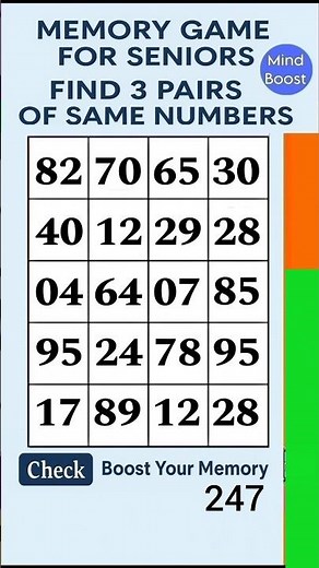 Easy Brain Game for Seniors & Adults - Can You Match the Numbers?