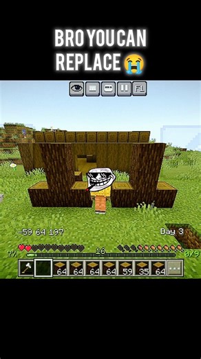bro can replace that block 😭 #minecraft