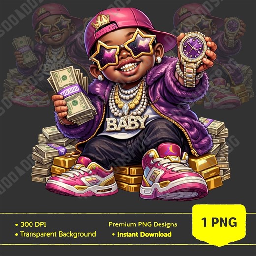 Hip Hop Baby PNG: Rich Baby Streetwear Clipart (Digital Download)