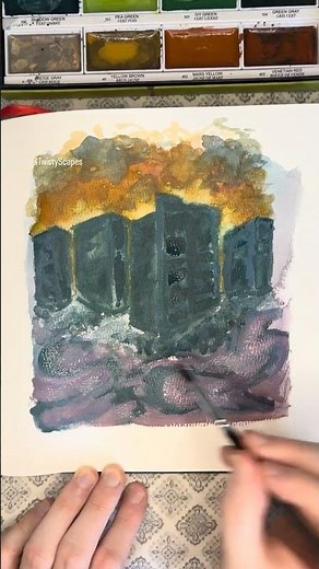 Painting an Abstract Cityscape with Watercolor #art #painting #watercolor