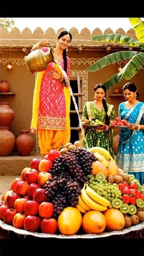 Giant Fruit Chart Made by Tiny Chefs 🍎🍇🍉 #tinyworld #food