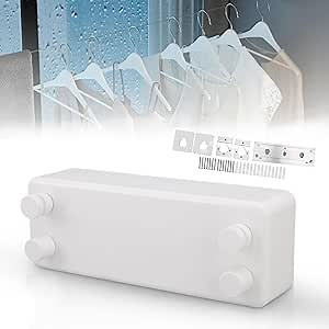 Retractable Clothesline Indoor and Outdoor, Adjustable Clothes Line Retracting Indoor, Double Clothes Lines, Stainless Steel Double Laundry Line, 13.8 Feets, for Hotels,