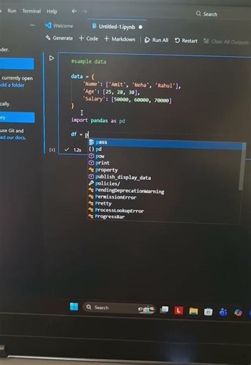 Create your first 2D labeled dataframe in pandas #panda #python #pandas