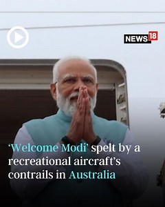 ‘Welcome Modi’ spelt by a recreational aircraft’s contrails before the community event in Sydney, Australia. WATCH #PMModi #Australia #PMinSydney #WelcomeModi Live Updates: https://www.news18.com/world/pm-narendra-modi-in-australia-live-updates-3-nation-tour-latest-news-livenews-7889161.html | News18