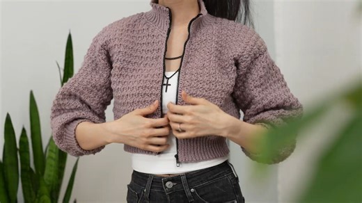 【开衫】How to Crochet a Modern Cropped Bomber Jacket Pattern & Tutorial DIY