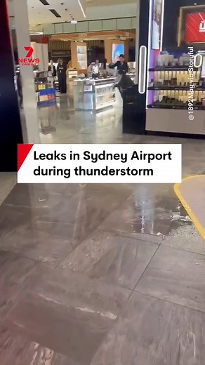 Leaks created pools of rainwater inside Sydney Airport's international terminal during Monday night's intense thunderstorm. The event brought down trees in the city's southwest, as emergency crews received hundreds of callouts. #sydney #sydneystorm #sydneyairport #airport #storm | 7NEWS Sydney