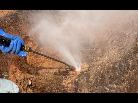 Cutting Through Roots on a Large Oak Tree Stump with a Northstar 4000 PSI Pressure Washer