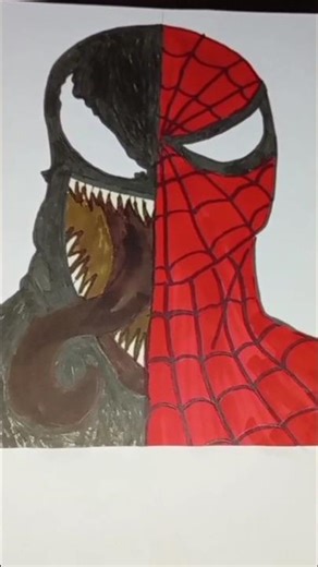 How to draw venom Vs spiderman #art #viral