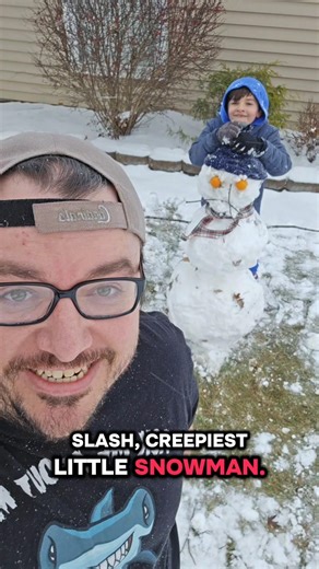 Cute/creepy snowman #snowman #winter #snowing