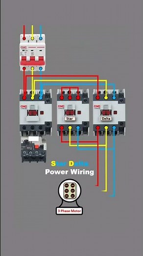Star Delta Motor Starter power wiring and control diagram