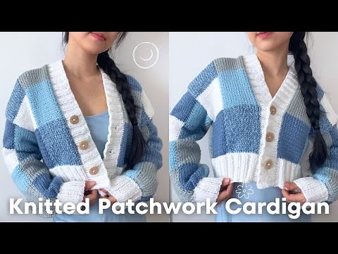 Knitted Patchwork Cardigan | Cropped Knit Cardigan | Crochet With Hannah
