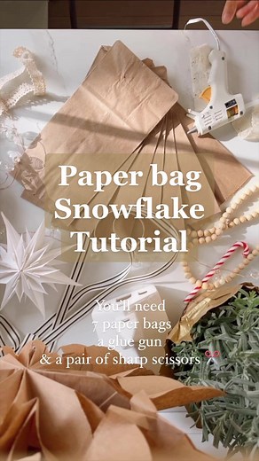 DIY Christmas Paper Bag Snowflakes Tutorial