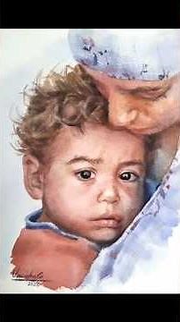 Mother and child watercolor portrait step by step #watercolorportrait #tutorial #painting