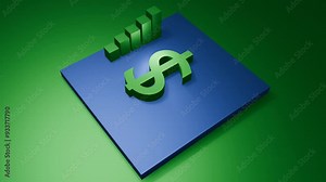 Bar chart graph with US dollar in three dimension space