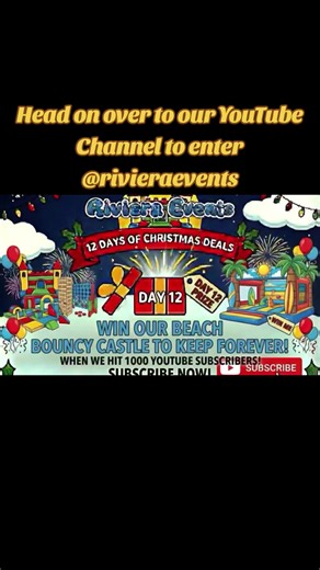 💥🎁 THE DAY 12 GRAND FINALE: WIN A BOUNCY CASTLE TO KEEP FOREVER! 🎁💥 🎶 On the twelfth and final day of Christmas, Riviera Events gave to me... the craziest prize in history! 🎶 This is it. The end of our 12 Days of Christmas Deals. We’ve had discounts, free upgrades, and charity donations. But for the Grand Finale, we are doing something we’ve NEVER done before. We aren't offering you a discount on a hire... 😱 WE ARE GIVING A CASTLE AWAY! 😱 How would you like to OWN your very own professio