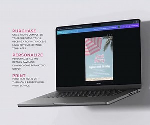 Retro Pool Party Invitation: Editable Minimalist Design (digital Download 5x7, 1080x1920px Evite Canva Template) - Etsy