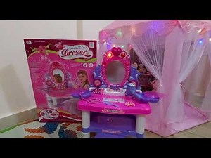 Unboxing Beauty Dresser Kids Vanity Makeup Play Set | Girls Dressing Table with Mirror and Music