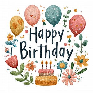 12 Happy Birthday Clip Art: Watercolor Birthday Cake Balloons & Florals Card Making (12 High-res Jpgs) - Etsy