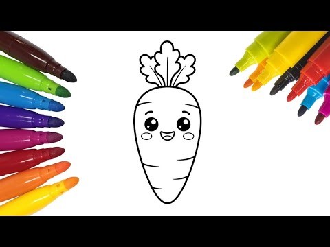 How to Draw a Cute Kawaii Carrot 🥕 Easy Step-by-Step Drawing for Kids & Toddlers