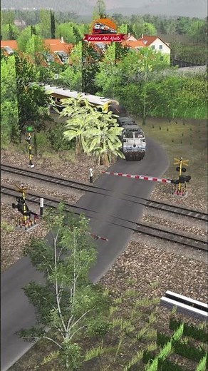 Kereta api cepat persilangan tepat di pintu perlintasan #train #railway