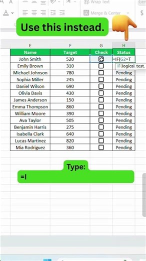 Stop Typing Status in Excel | Use a Checkbox Instead