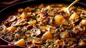 One-Pan Creamy Ground Beef & Potato Skillet
