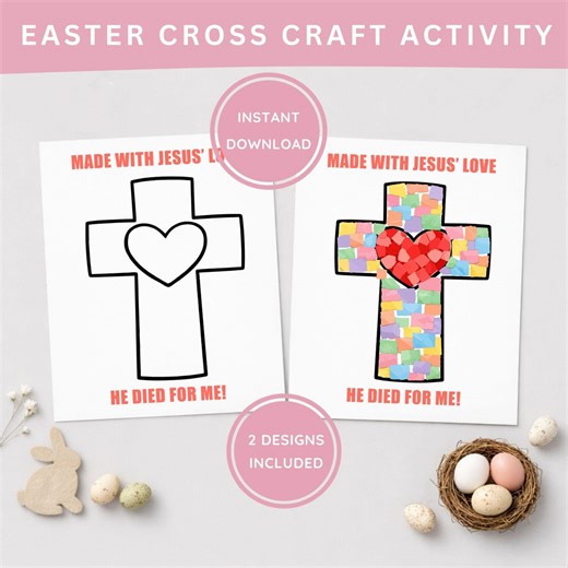 Jesus Died for Me, Easter Cross Craft, Christian Easter Salvation Sunday School Torn Paper Craft, Preschool Cross Activity, Bible Lesson - Etsy