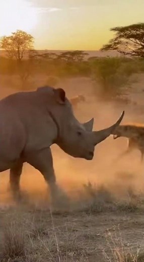 TITLE: Black Rhino DESTROYS Hyena Pack - SAVES Buffalo Baby 🔥 #viral