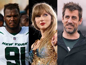 "Why can't he dance in peace?" John Franklin-Myers DEFENDS Aaron Rodgers vibing at Taylor Swift's concert at the MetLife Stadium