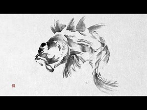 Landscape painting "The caught fish was surprised".