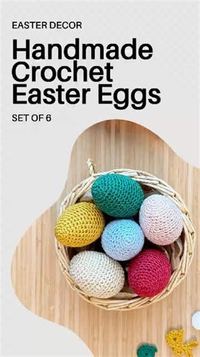 Set of 6 Handmade Crochet Easter Eggs, Colorful Spring Decorations