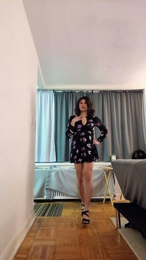 crossdresser in floral dress dancing for you!