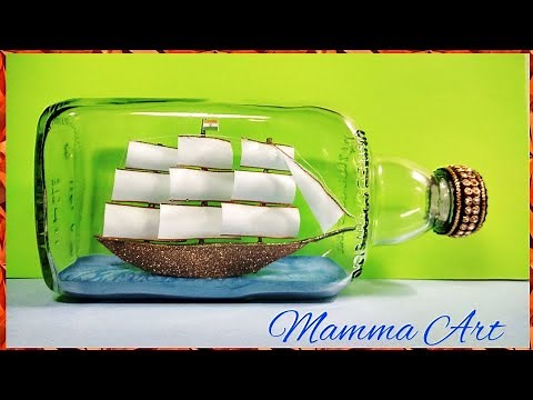 DIY- How to make Ship in a Bottle with waste glass bottle and invitation card | Waste Material Craft