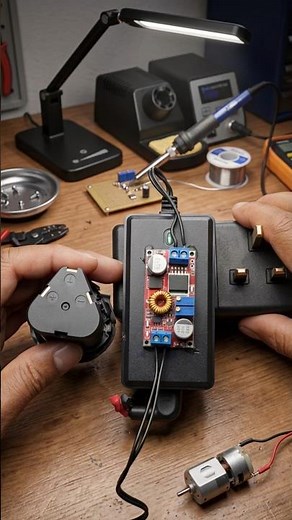 Power Adapter Convert to Lithium battery charger 12vDC #diy #tools #experiment ⚡️🔋✅️