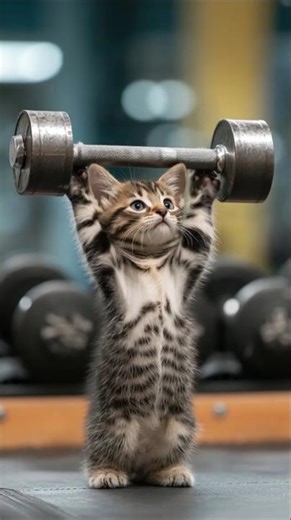 bébé chat trop chaud à la salle version hardcore