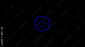 On Switch Flashing - Power Button Close Up, On Off Indicator, power button icon animation on a black background. Glowing neon line power on off button icon 4k video.