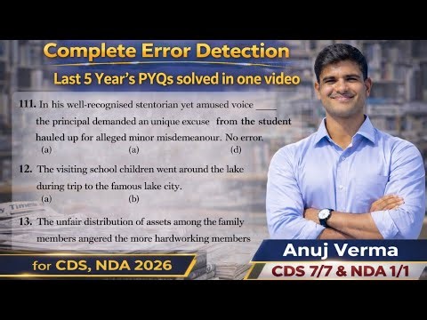 Last 5 Years Error Detection PYQs in one video 🔥 | CDS, NDA 1 2026 special | Complete Practice