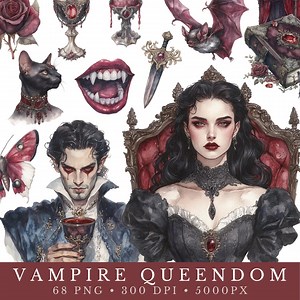 Gothic Vampire Clipart Bundle, Halloween Vampires Watercolor Clipart PNG, Vintage Victorian Dark Junk Journal Scrapbooking Scrapbook Craft - Etsy
